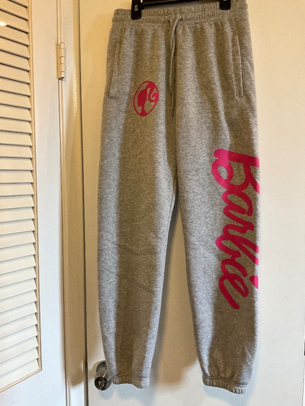 S Barbie Grey Sweatpants Pink Barbie Lettering